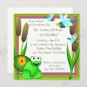 Dragonfly und Frosch/ Geburtstag Einladung (Vorne/Hinten)