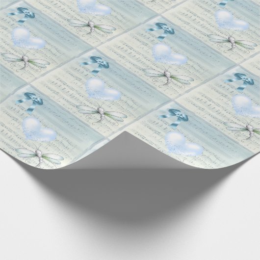 Dragonfly und Herzballon Geschenkpapier (Ecke)