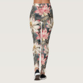 Dragonfly und Light Pink Lotus Design Leggings (Rückseite)