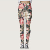 Dragonfly und Light Pink Lotus Design Leggings (Vorderseite)