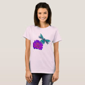 Dragonfly und Zinnia-Blume T-Shirt (Vorne ganz)