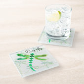 Dragonfly | Untersetzer aus Grünglas (Schrägansicht)