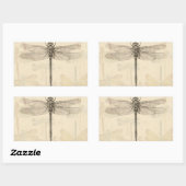 Dragonfly Vintag Antike klassische Natur Rechteckiger Aufkleber (Blatt)