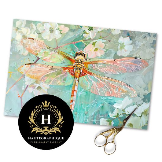 Dragonfly Vintag Floral Decoupage Seidenpapier