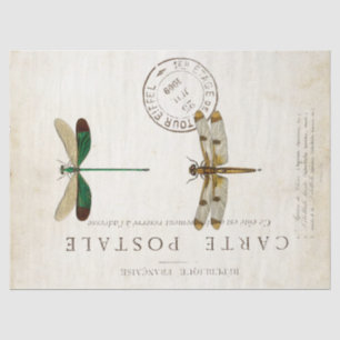 Dragonfly Vintage Französische Carte Postale Decou Seidenpapier