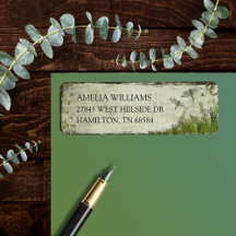 Dragonfly Vintage Greenery Return Address Labels