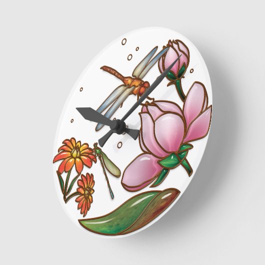 Dragonfly Wall Clock Runde Wanduhr (Winkel)