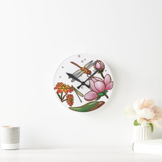 Dragonfly Wall Clock Runde Wanduhr (Zuhause)