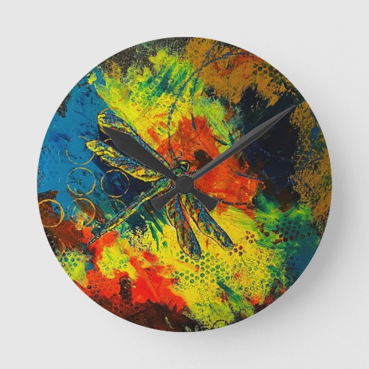 Dragonfly Wall Clock Runde Wanduhr (Vorderseite)