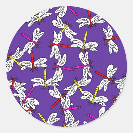 Dragonfly Wallpaper Runder Aufkleber (Vorderseite)