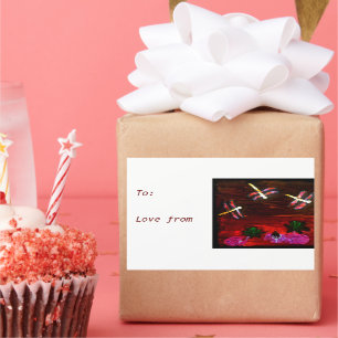 Dragonfly-Wasserlilie Rechteckiger Aufkleber