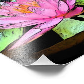 Dragonfly-Wasserlilie sumi-e-Foto drucken Fotodruck (Ecke)