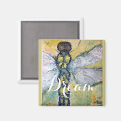 Dragonfly Watercolor Dream Magnet (Vorderseite/Rückseite)