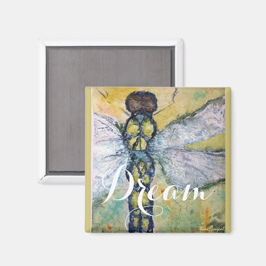 Dragonfly Watercolor Dream Magnet (Vorderseite/Rückseite)