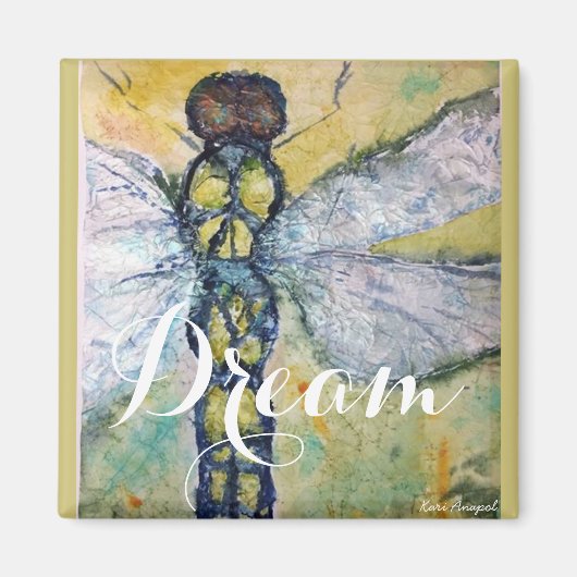 Dragonfly Watercolor Dream Magnet (Vorne)