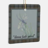 Dragonfly Watercolor Fraser Clan Tartan Grau Blau Keramikornament (Rechts)
