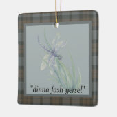 Dragonfly Watercolor Fraser Clan Tartan Grau Blau Keramikornament (Links)