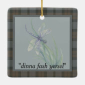 Dragonfly Watercolor Fraser Clan Tartan Grau Blau Keramikornament (Rückseite)