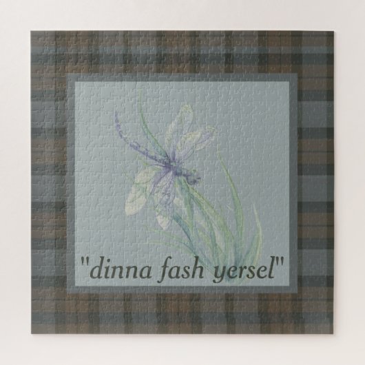 Dragonfly Watercolor Fraser Clan Tartan Kariert Puzzle (Vertikal)