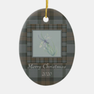 Dragonfly Watercolor Fraser Clan Tartan Weihnachte Keramik Ornament