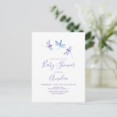 Dragonfly Watercolor Lila Blue Baby Dusche Postkarte (Stehend Vorderseite)