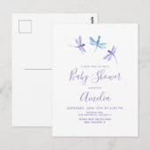 Dragonfly Watercolor Lila Blue Baby Dusche Postkarte (Vorne/Hinten)