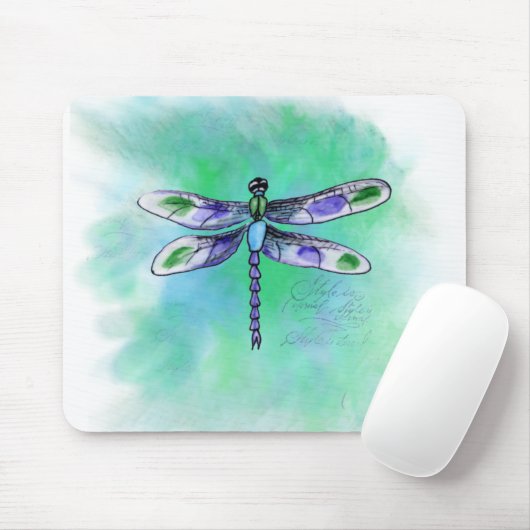 Dragonfly Watercolor Mousepad (Mit Mouse)