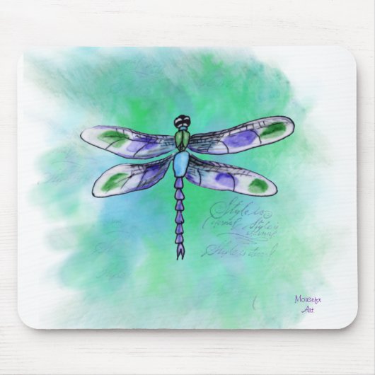 Dragonfly Watercolor Mousepad (Vorne)