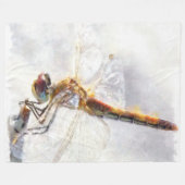 Dragonfly Watercolor Pastellweiß Hintergrund Fleecedecke (Vorderseite (Horizontal))