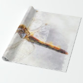 Dragonfly Watercolor Pastellweiß Hintergrund Geschenkpapier (Ungerollt)