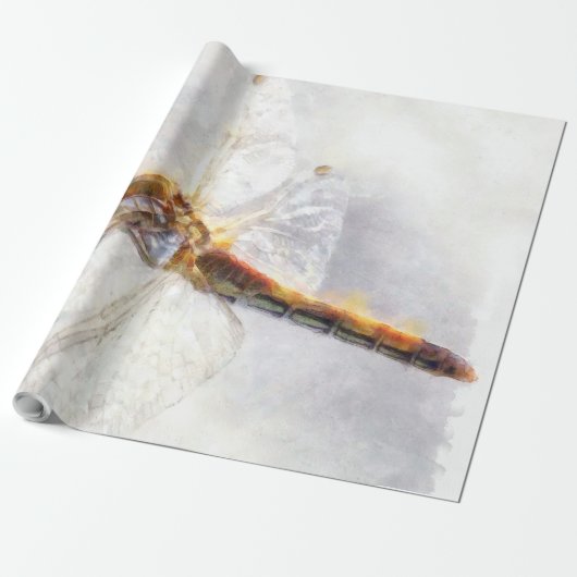 Dragonfly Watercolor Pastellweiß Hintergrund Geschenkpapier (Ungerollt)