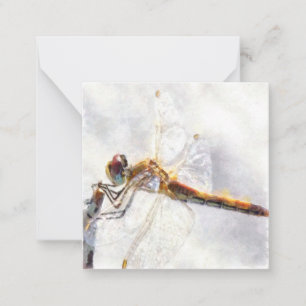 Dragonfly Watercolor Pastellweiß Hintergrund Mitteilungskarte