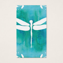 Dragonfly Watercolor White Aqua