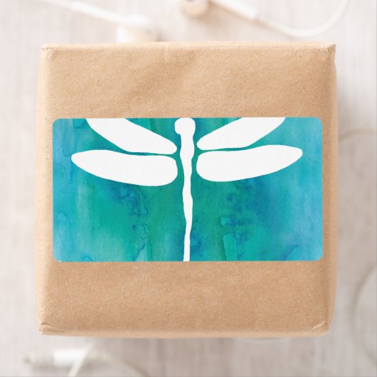 Dragonfly Watercolor White Aqua (Insitu)