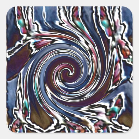 Dragonfly Wave Abstrakt Nature Quadratischer Aufkleber (Vorderseite)