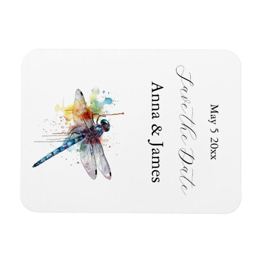 Dragonfly Wedding, kundenspezifischer Save the Dat Magnet (Horizontal)