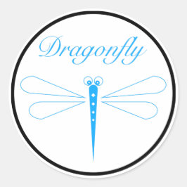 Dragonfly - Weißer, klassischer Rundaufkleber, glä Runder Aufkleber
