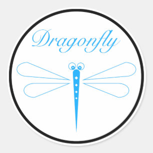 Dragonfly - Weißer, klassischer Rundaufkleber, glä Runder Aufkleber