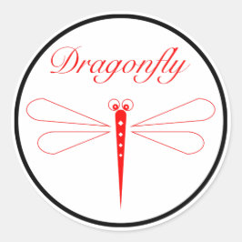 Dragonfly - Weißer, klassischer Rundaufkleber, glä Runder Aufkleber