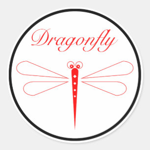 Dragonfly - Weißer, klassischer Rundaufkleber, glä Runder Aufkleber