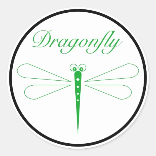 Dragonfly - Weißer, klassischer Rundaufkleber, glä Runder Aufkleber (Vorderseite)