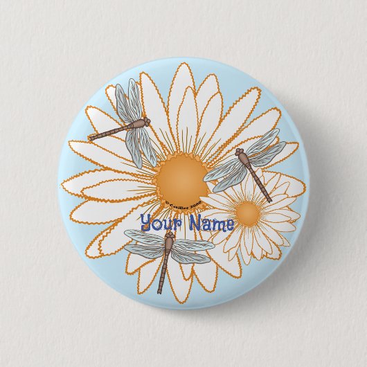 Dragonfly White Daisy Button (Vorderseite)