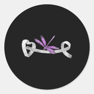 Dragonfly White Ribbon Lungenkrebs Überlebende Ges Runder Aufkleber