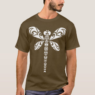 Dragonfly White Tribal Tattoo Art T-Shirt