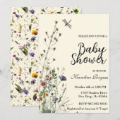 Dragonfly Wildblume Boho Babydusche Einladung (Vorne/Hinten)