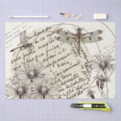 Dragonfly Wildblume Circle Französisch Wörter Deco Seidenpapier (Handwerk)