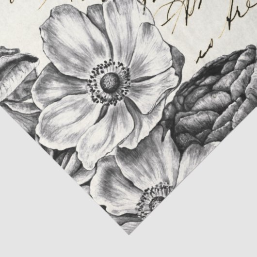 Dragonfly-Wildblume Französisch Script Decoupage C Seidenpapier (Detail)