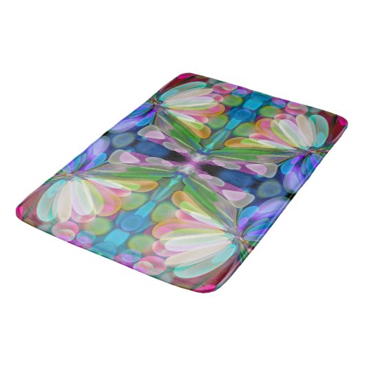 Dragonfly Wildblume Garden Abstrakt Badematte (Schrägansicht)