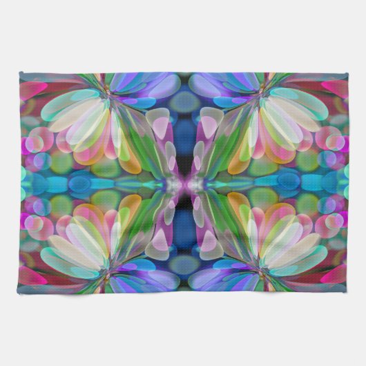 Dragonfly Wildblume Garden Abstrakt Geschirrtuch (Horizontal)