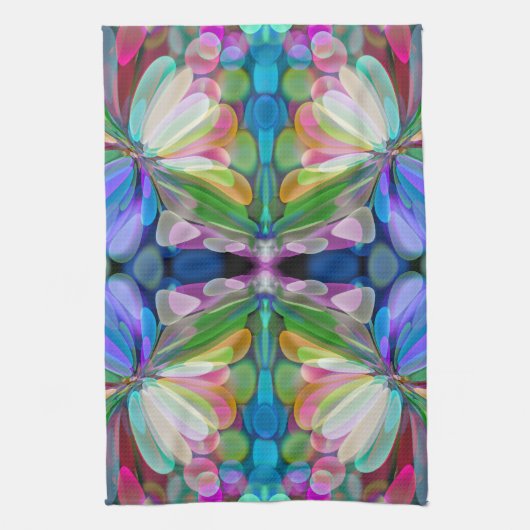 Dragonfly Wildblume Garden Abstrakt Geschirrtuch (Vertikal)